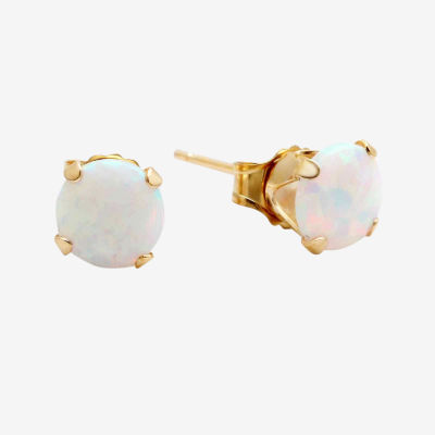 Gemstone 10K Gold 6mm Round Stud Earrings