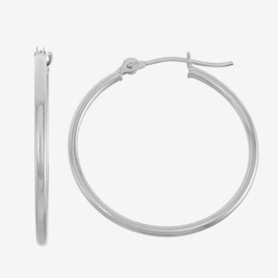 Womens 14K White Gold 30mm Hoop Earrings