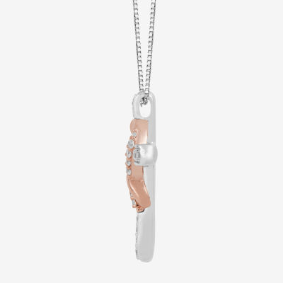 Hallmark Diamonds Womens 1/2 CT. T.W. Natural White Diamond 14K Rose Gold Over Silver Sterling Silver Cross 18 Inch Pendant Necklace