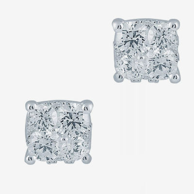 1/2 CT. T.W. Natural White Diamond Sterling Silver 5.1mm Stud Earrings