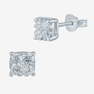 1/2 CT. T.W. Natural White Diamond Sterling Silver 5.1mm Stud Earrings