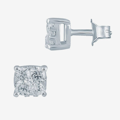 1/2 CT. T.W. Natural White Diamond Sterling Silver 5.1mm Stud Earrings