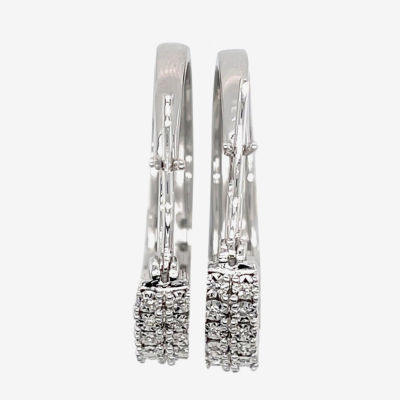 1/2 CT. T.W. Mined White Diamond Sterling Silver 38.1mm Hoop Earrings
