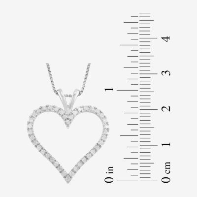 Womens 1/ CT. T.W. Lab Grown White Diamond Sterling Silver Heart Pendant Necklace