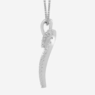 Womens 1/4 CT. T.W. Lab Grown White Diamond Sterling Silver Heart Pendant Necklaces