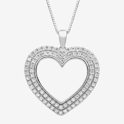 Womens 1/ CT. T.W. Lab Grown White Diamond Sterling Silver Heart Pendant Necklace