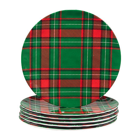 Certified International Christmas Plaid 6-pc. Melamine Dinner Plate, One Size, Red