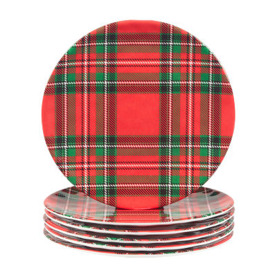 Certified International Christmas Plaid 6-pc. Melamine Salad Plate