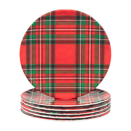 Certified International Christmas Plaid 6-pc. Melamine Salad Plate, One Size, Red