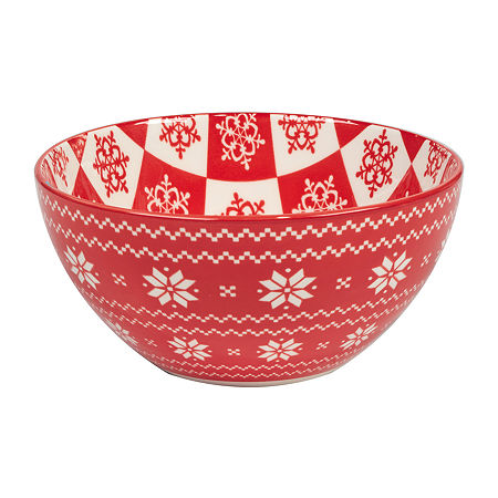 Certified International Peppermint Candy 6-pc. Porcelain Ice Cream Bowl, One Size, Red