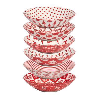 Certified International Peppermint Candy 6-pc. Porcelain Soup Bowl