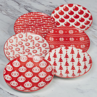 Certified International Peppermint Candy 6-pc. Porcelain Appetizer Plate