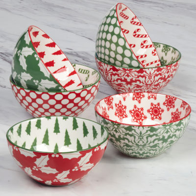 Certified International Winter Medley 6-pc. Porcelain Ice Cream Bowl