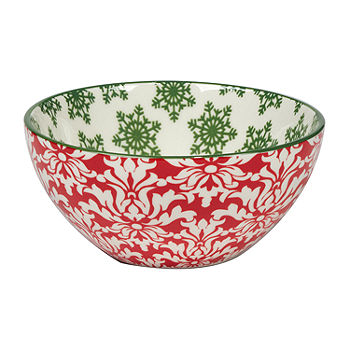 Santa's Workshop Red & White Holiday Ceramic Batter Bowl