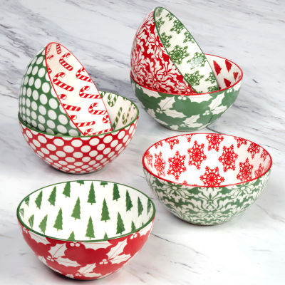 Certified International Winter Medley 6-pc. Porcelain Ice Cream Bowl