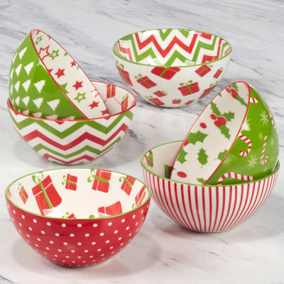 Certified International Holiday Fun 6-pc. Porcelain Ice Cream Bowl