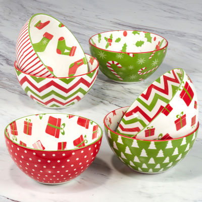 Certified International Holiday Fun 6-pc. Porcelain Ice Cream Bowl