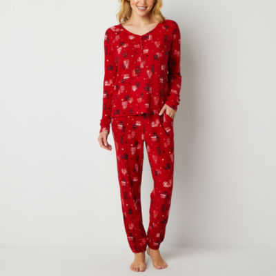 Ambrielle Womens Tall Crew Neck Long Sleeve 2-pc. Pant Pajama Set