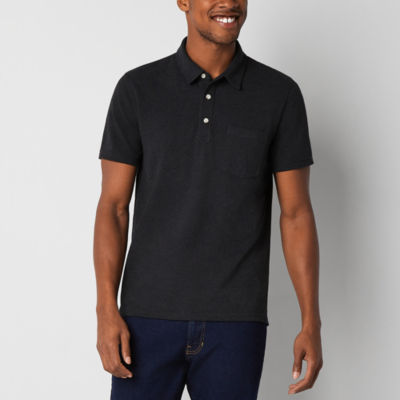 mutual weave Mens Regular Fit Easy-on + Easy-off Adaptive Short Sleeve Pocket Polo Shirt