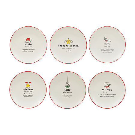 Certified International Christmas Fun 6-pc. Stoneware Dessert Plate, One Size, Red