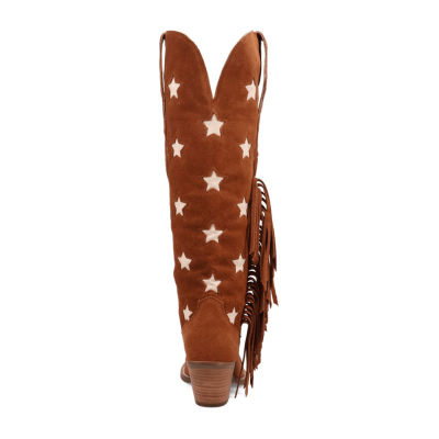 Dingo Womens Super Star Suede Stacked Heel Cowboy Boots