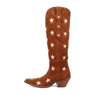 Dingo Womens Super Star Suede Stacked Heel Cowboy Boots