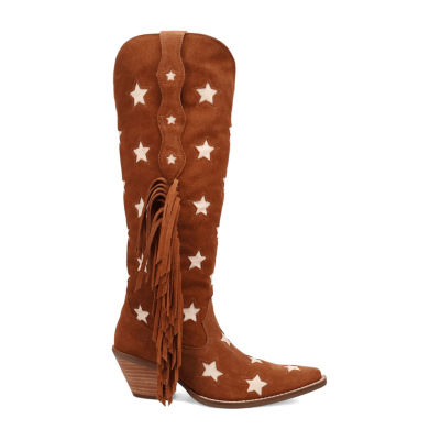 Dingo Womens Super Star Suede Stacked Heel Cowboy Boots