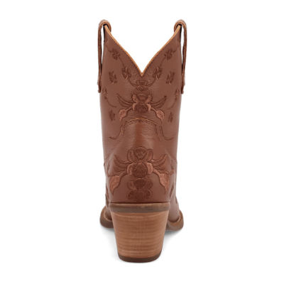 Dingo Womens Sweetheart Leatherie Stacked Heel Cowboy Boots