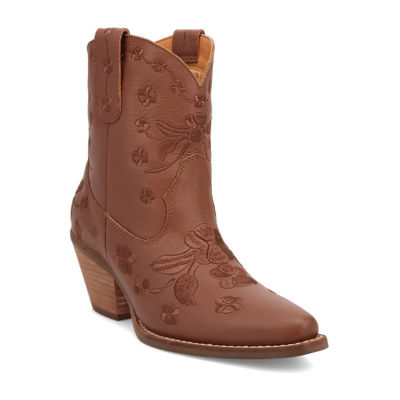 Dingo Womens Sweetheart Leatherie Stacked Heel Cowboy Boots
