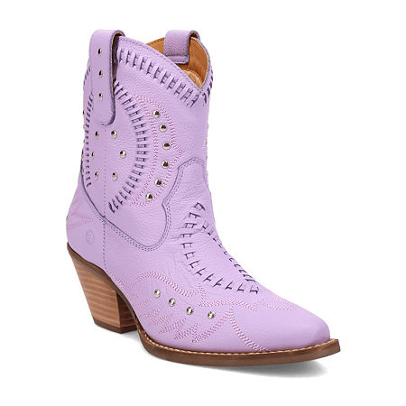 Dingo Womens Precious Leatherie Stacked Heel Cowboy Boots, 8 Medium, Purple