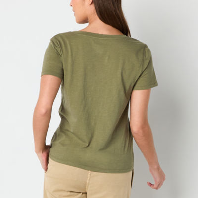 a.n.a Womens V Neck Short Sleeve Adaptive T-Shirt