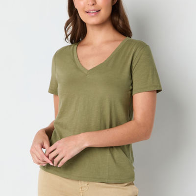 a.n.a Womens V Neck Short Sleeve Adaptive T-Shirt