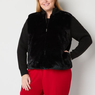 Womens Jacket Liz Claiborne Faux Fur Vest Liz Claiborne Faux Fur