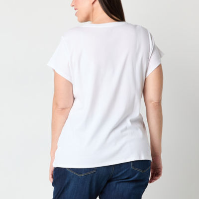 Liz Claiborne Womens Plus Crew Neck Short Sleeve T-Shirt