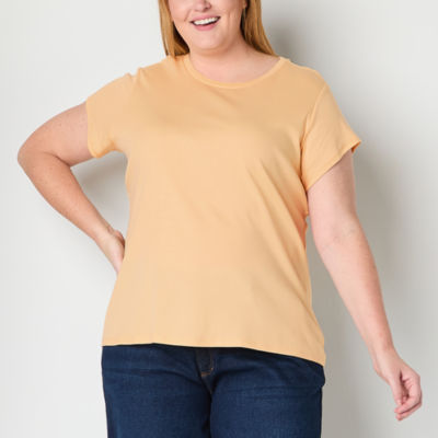Liz Claiborne Womens Plus Crew Neck Short Sleeve T-Shirt
