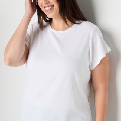 Liz Claiborne Womens Plus Crew Neck Short Sleeve T-Shirt