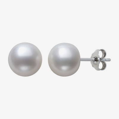 White Cultured Freshwater Pearl Sterling Silver Stud Earrings