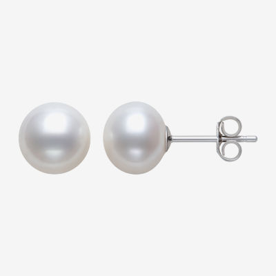 White Cultured Freshwater Pearl Sterling Silver Stud Earrings