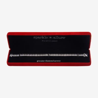 Sparkle Allure Womens Natural White Diamond Accent Pure Silver Over Bronze 7.25 Inch Tennis Bracelet