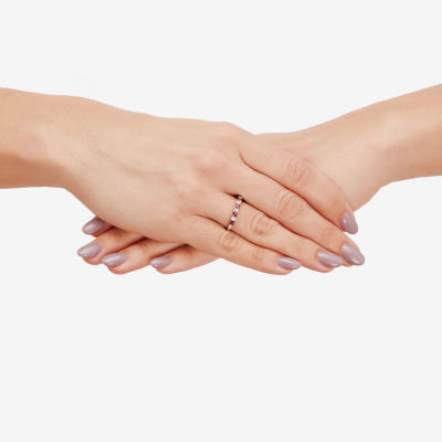 Limited Quantities! Womens 2.5MM Diamond Accent Genuine Red Rhodolite 14K Gold Band