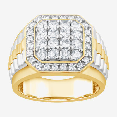 (F,Si2) Mens 1 1/2 CT. T.W. Lab Grown Diamond 10K Two Tone Gold Fashion Ring