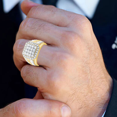 (F,Si2) Mens 1 1/2 CT. T.W. Lab Grown Diamond 10K Two Tone Gold Fashion Ring