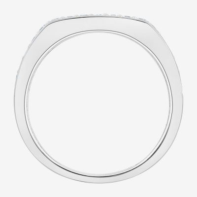 (F,Si2) Mens 1/2 CT. T.W. Lab Grown White Diamond Sterling Silver Fashion Ring