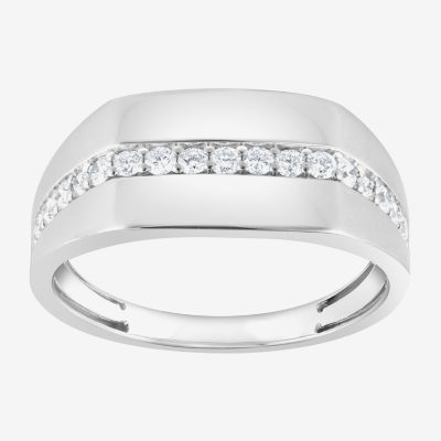 (F,Si2) Mens 1/2 CT. T.W. Lab Grown White Diamond Sterling Silver Fashion Ring