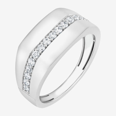 (F,Si2) Mens 1/2 CT. T.W. Lab Grown White Diamond Sterling Silver Fashion Ring