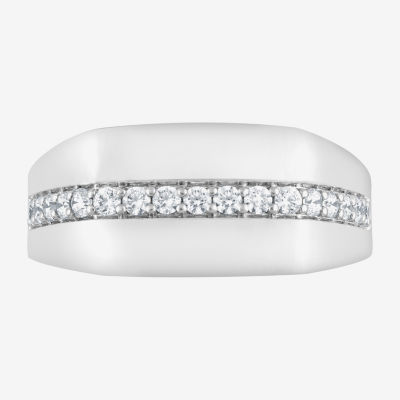 (F,Si2) Mens 1/2 CT. T.W. Lab Grown White Diamond Sterling Silver Fashion Ring