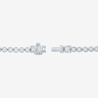 (G-H / Si2-I1) Womens 2 CT. T.W. Lab Grown White Diamond Sterling Silver 7.25 Inch Tennis Bracelet
