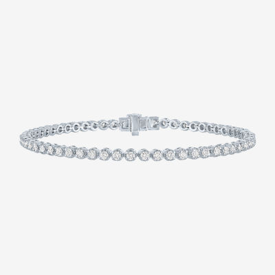 (G-H / Si2-I1) Womens 2 CT. T.W. Lab Grown White Diamond Sterling Silver 7.25 Inch Tennis Bracelet