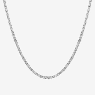 (F / Si2) Womens 10 CT. T.W. Lab-Grown White Diamond 10K Gold 18 Inch Tennis Necklace