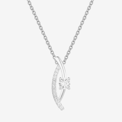 (G-H / Vs2-Si1) Womens 1/3 CT. T.W. Lab Grown White Diamond 10K White Gold 18 Inch Pendant Necklace